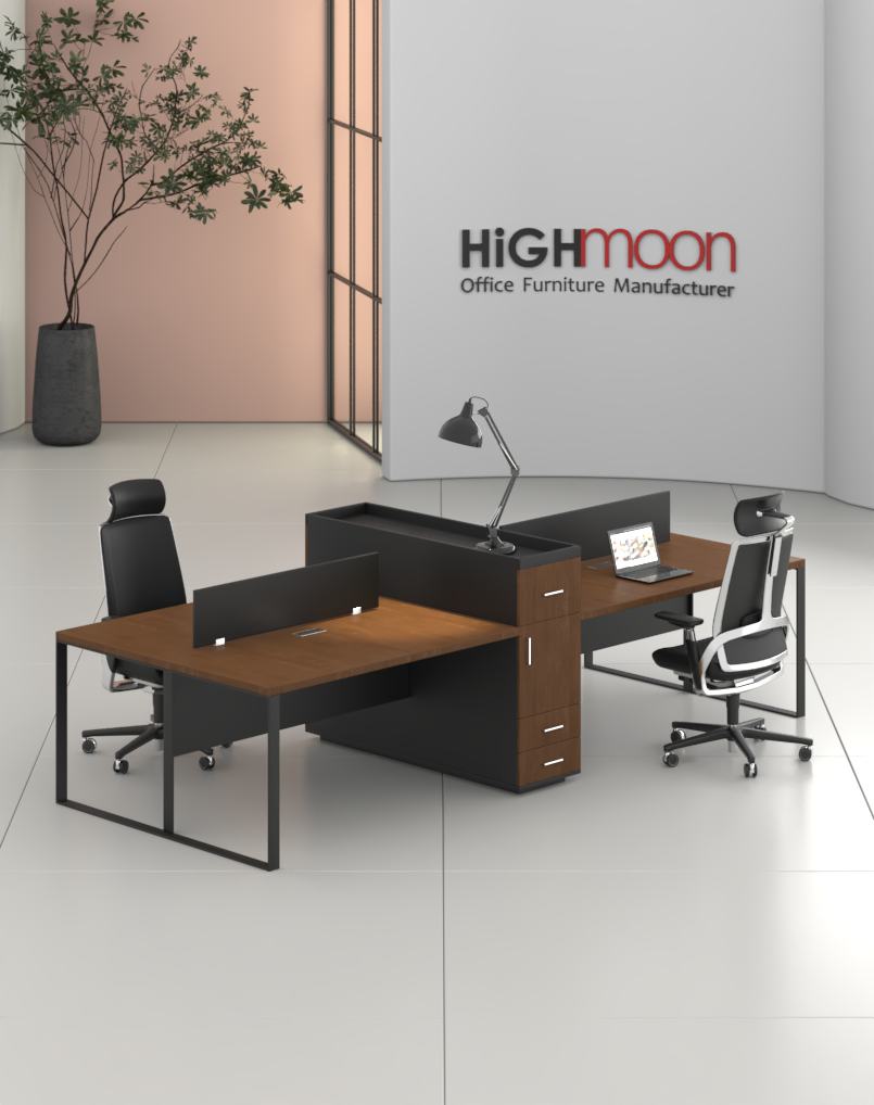 Sync V2 4 Cluster Workstation - Highmoon Office Furniture Manufacturer and Supplier Sync V2 4 Cluster Workstation (Black Leg)