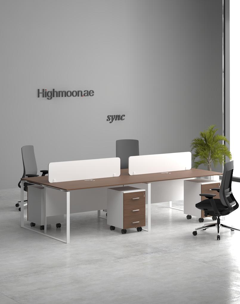 Sync 4 Cluster Workstation - Highmoon Office Furniture Manufacturer and Supplier Sync 4 Cluster Workstation (White Leg)