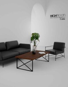 Cube Rectangular Coffee Table (Black Leg)