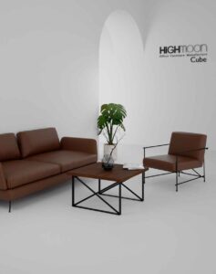 Cube Square Coffee Table (Black Leg)