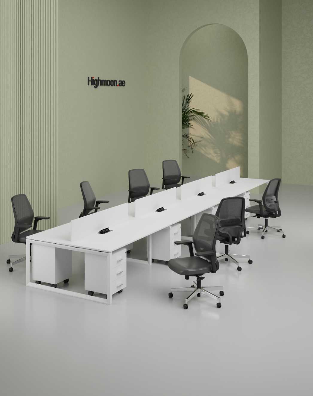 Nade 8 Cluster Workstation - Highmoon Office Furniture Manufacturer and Supplier Nade 8 Cluster Workstation (White Leg)