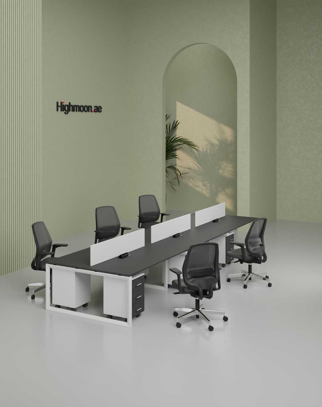 Nade 6 Cluster Workstation - Highmoon Office Furniture Manufacturer and Supplier Nade 6 Cluster Workstation (White Leg)