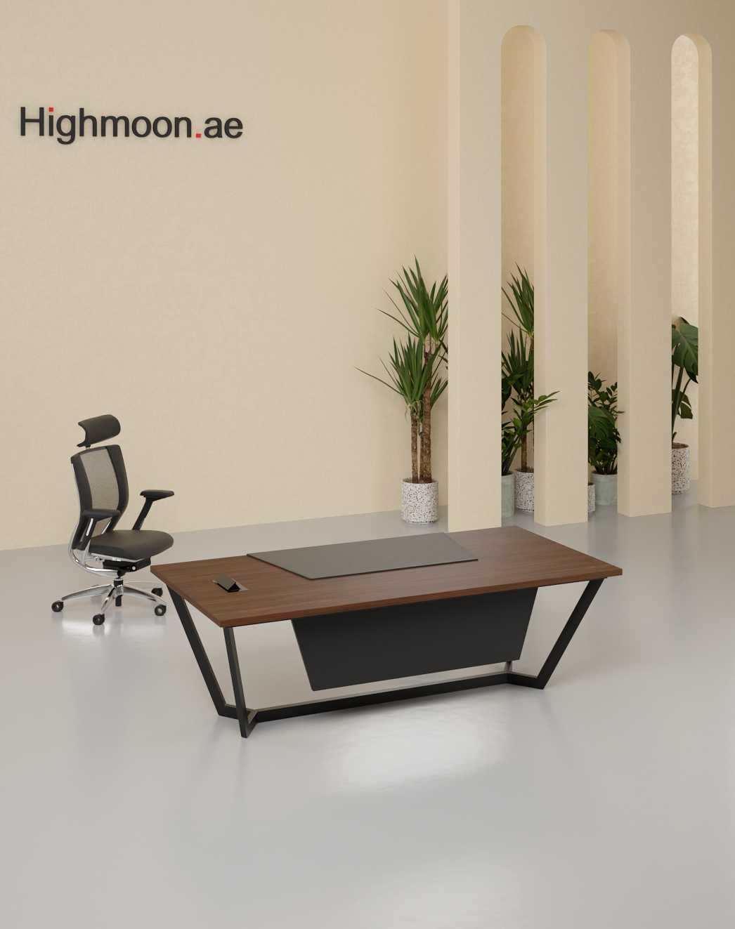 Snow Straight Manager Desk - Highmoon Office Furniture Manufacturer and Supplier Snow Straight Manager Desk (Black Leg)