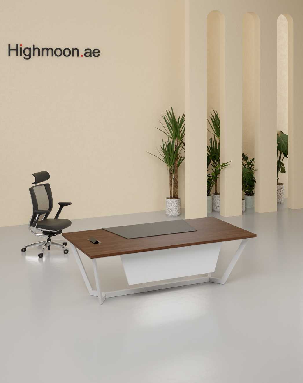 Snow Straight Manager Desk- Highmoon Office Furniture Manufacturer and Supplier Snow Straight Manager Desk (White Leg)
