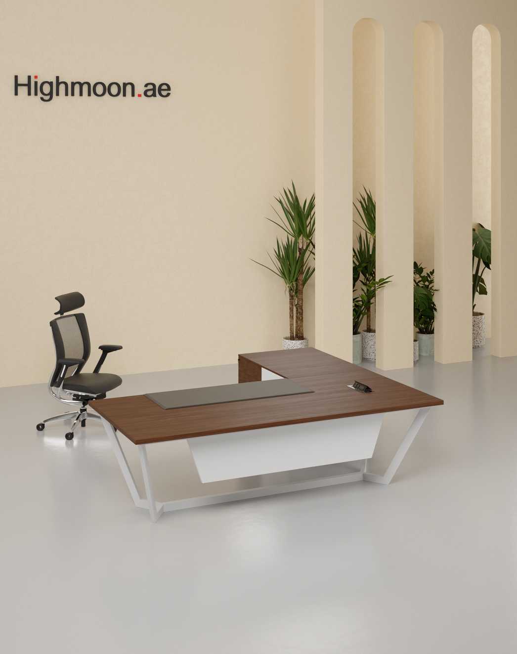 Snow Manager Desk - Highmoon Office Furniture Manufacturer and Supplier Snow Manager Desk (White Leg) - أثاث المكاتب دبي