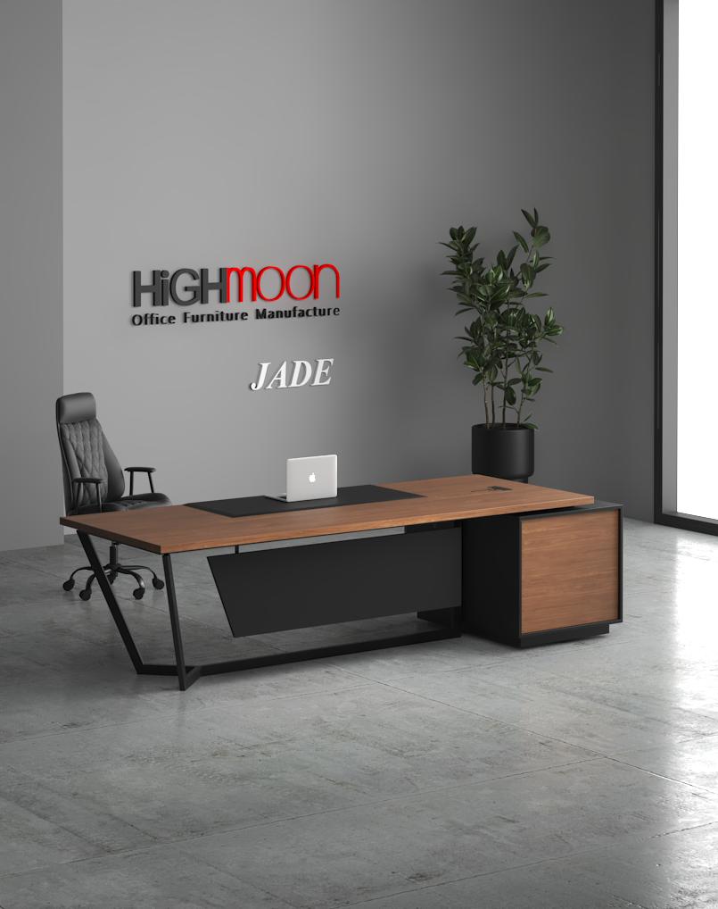 2 Jade Straight Desk (Black Leg)