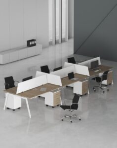 Orange 6 Cluster Workstation (White Leg)