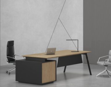 Orange Straight Manager Desk (Black Leg)