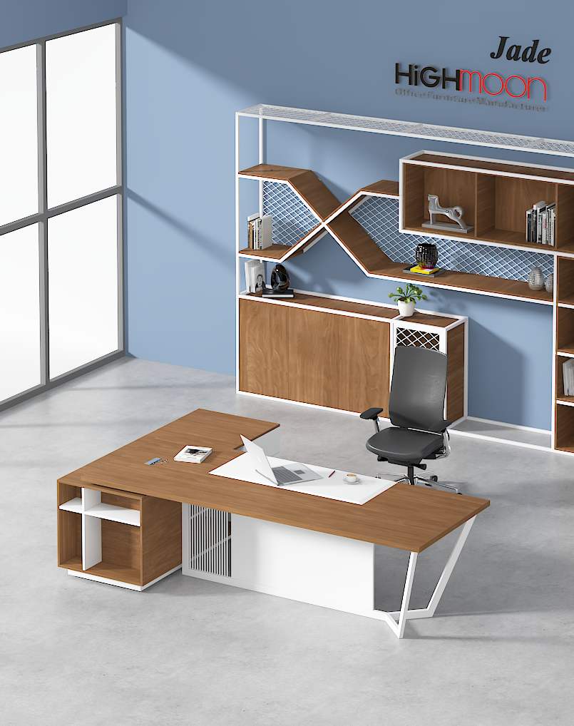 Jade CEO Desk - Highmoon Office Furniture Manufacture and Supplier Jade CEO Desk (White Leg)