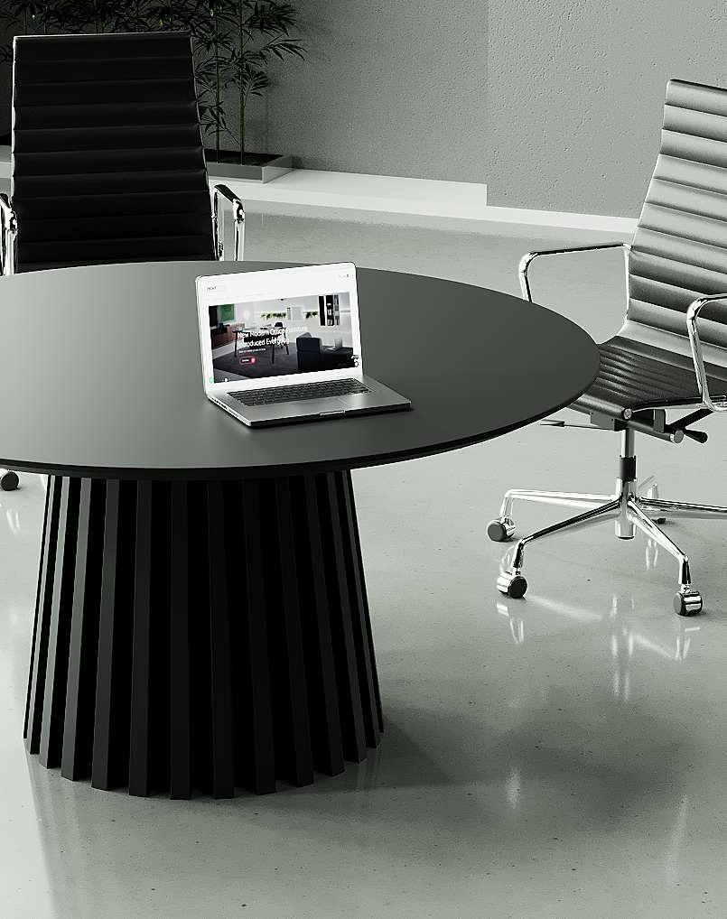 Flat Round Meeting Table (Black) | Office Meeting Table | Highmoon Round Meeting Table Flat Round Meeting Table (Black)