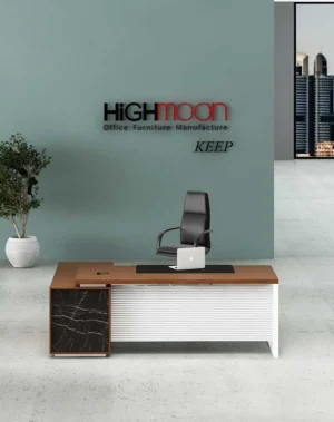 Keep executive desk with white legs for professional office environments