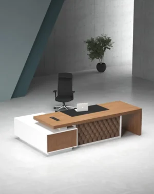 Lux executive desk with white legs for executive suites and leadership offices