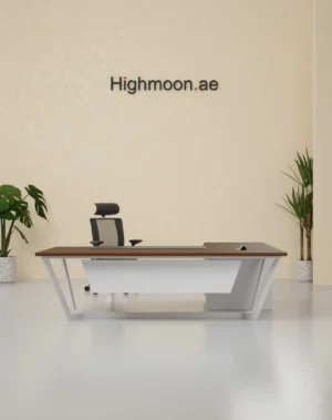 Snow manager desk with white legs for manager offices and professional workspaces