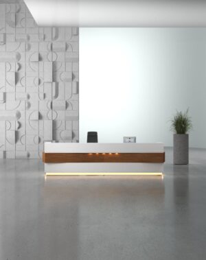 White office reception desk for modern commercial workspaces